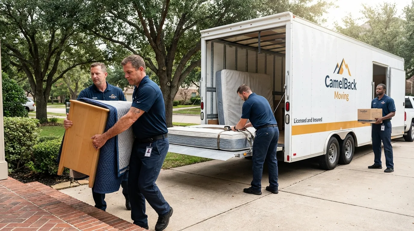 Crew loading residential truck for cross-state move from Grand Island, NY